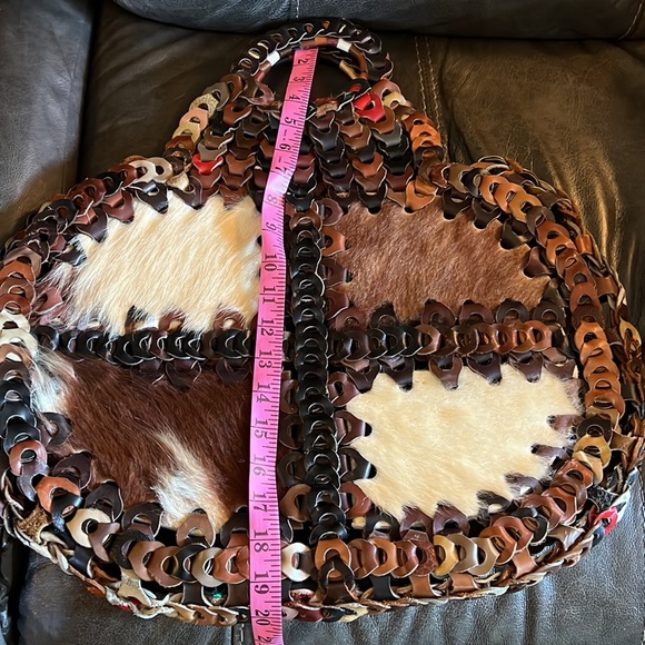 Vintage 70's chain leather and hide tote - Picture 7 of 9